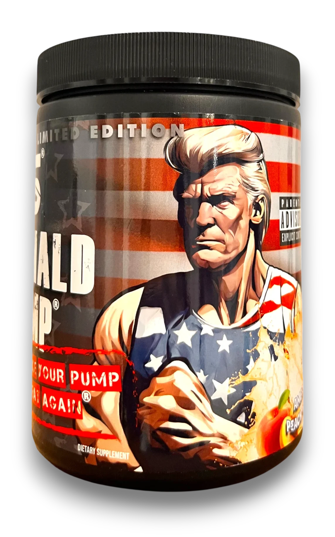 Pot de complément alimentaire « Donald Pump » en édition limitée