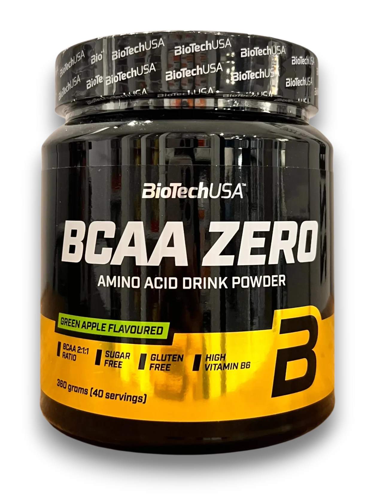 BioTechUSA – BCAA Zero, poudre pour boisson aux acides aminés (Green Apple, 360 g – 40 servings).