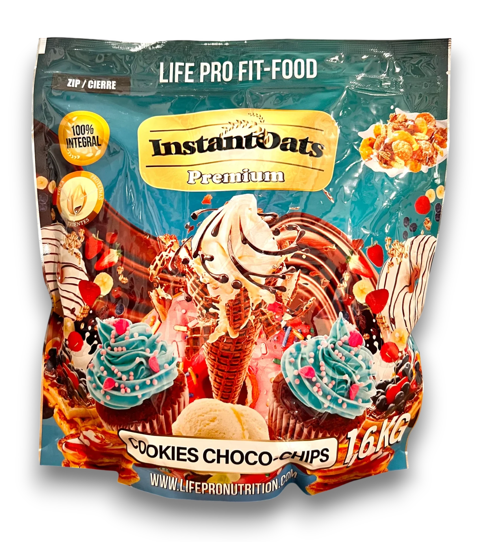 Sachet Life Pro Fit-Food Instant Oats Premium, saveur cookies choco-chips, 1,6 kg