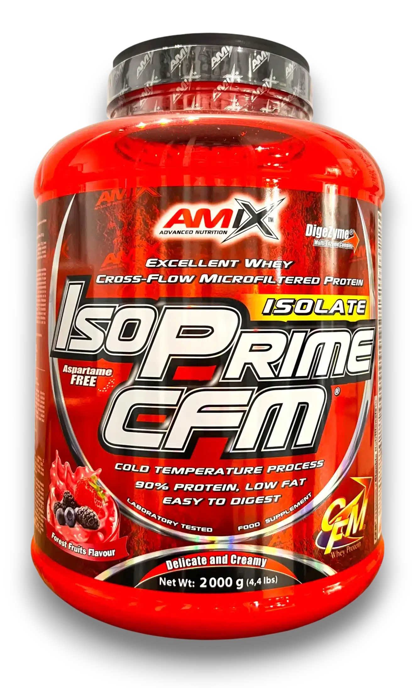 Pot AMIX IsoPrime CFM Isolate – whey isolate, 2 kg, fruits rouges.