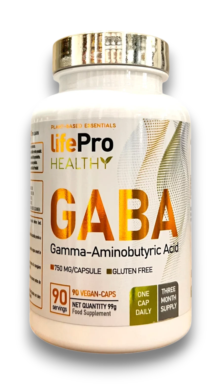 LifePro Healthy GABA 750 mg 90 gélules vegan complément alimentaire glutamine gamma aminobutyrique sans gluten