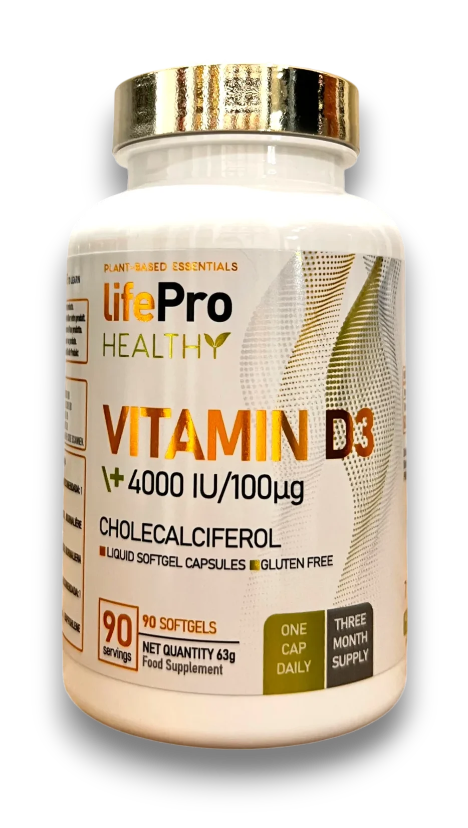 LifePro Healthy Vitamine D3 4000 IU 100µg 90 softgels cholécalciférol complément alimentaire haute dose