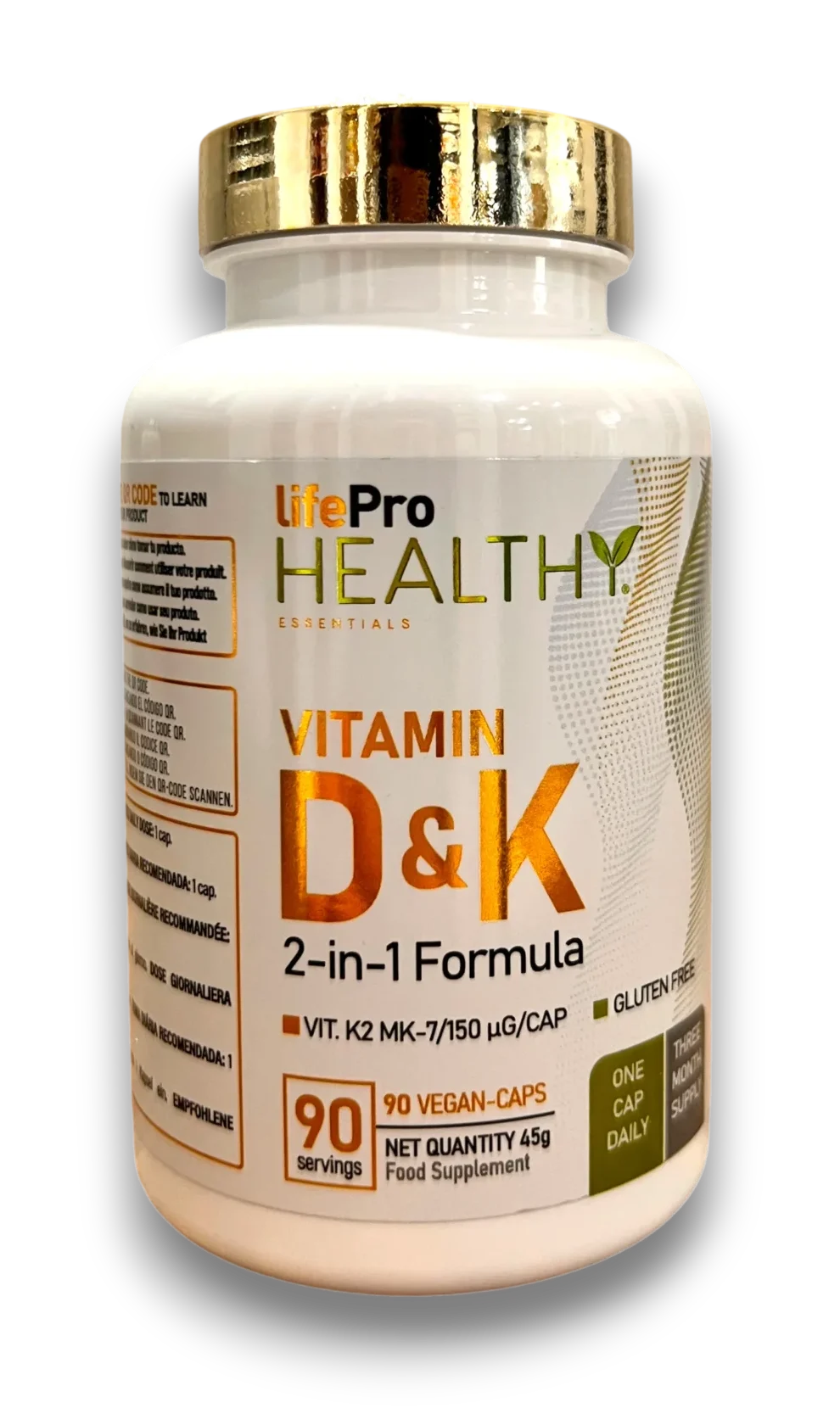 LifePro Healthy Vitamine D3 K2 MK-7 2-en-1 90 gélules complément alimentaire vitamine D et K