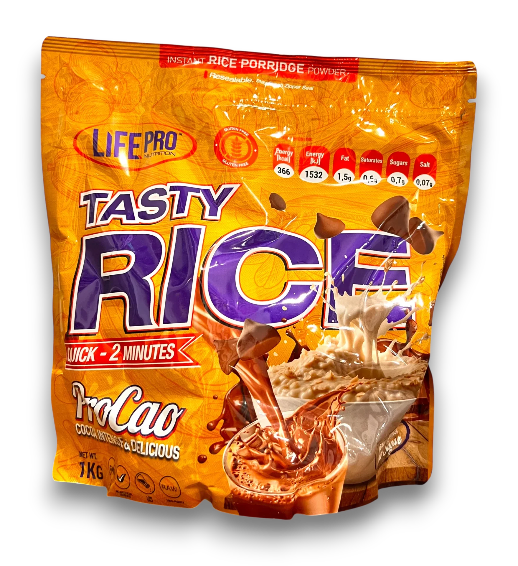 Sachet Life Pro Nutrition Tasty Rice ProCao, poudre de porridge de riz instantané goût cacao, 1 kg