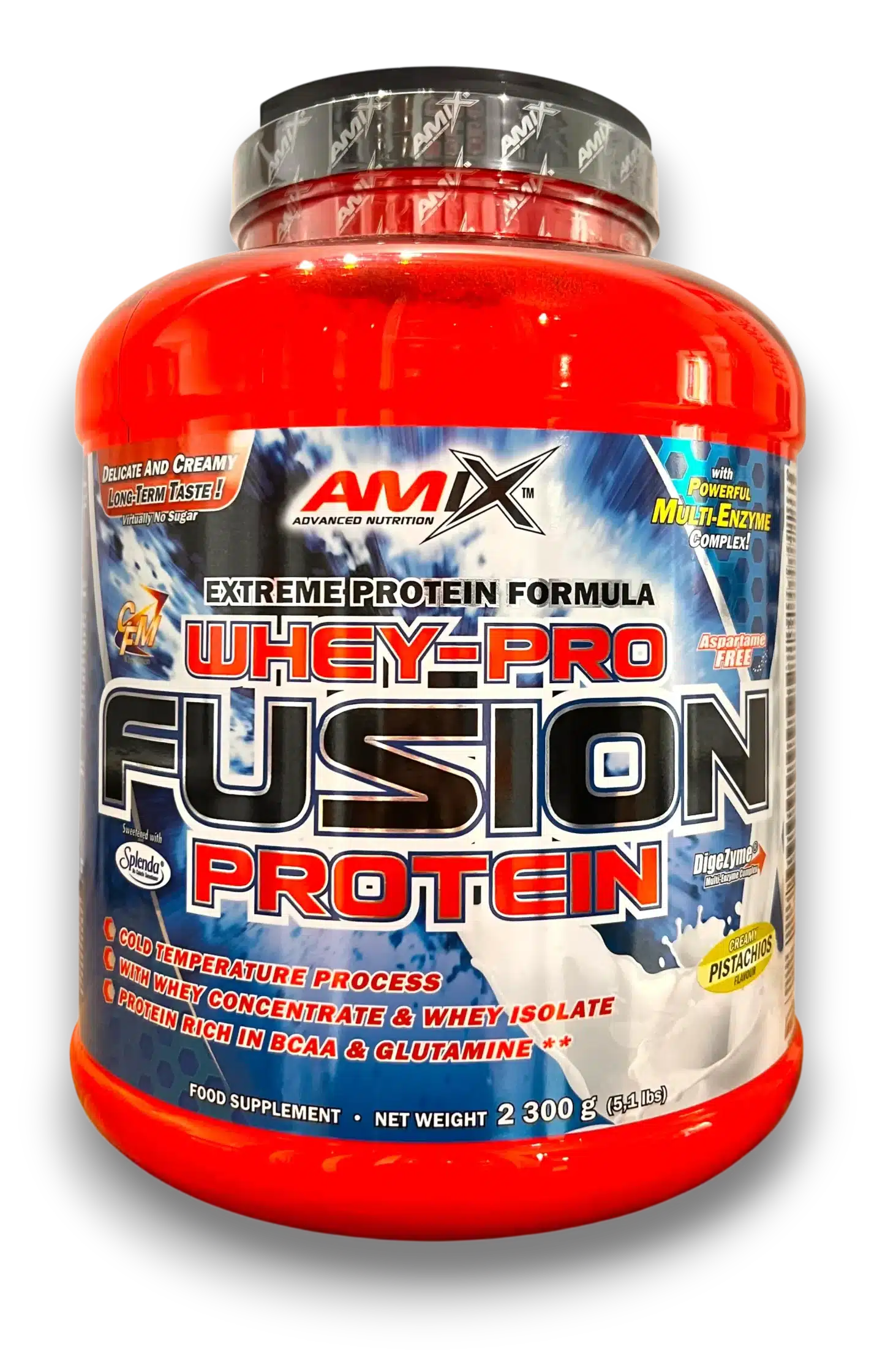Pot AMIX Whey-Pro Fusion Protein, goût Creamy Pistachios (2,3 kg).