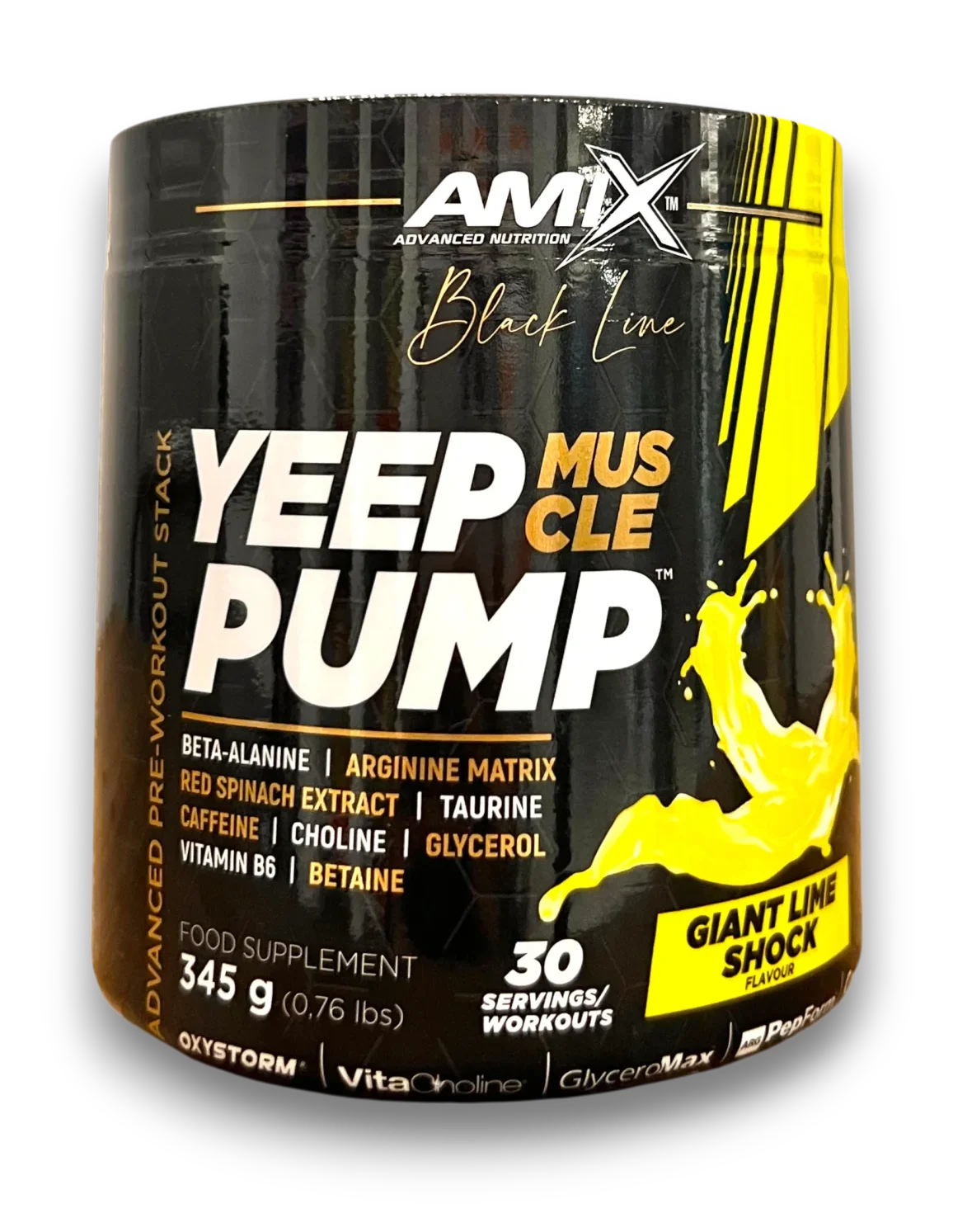 AMIX Black Line Yeep Pump Muscle – complément pre-workout goût Giant Lime Shock