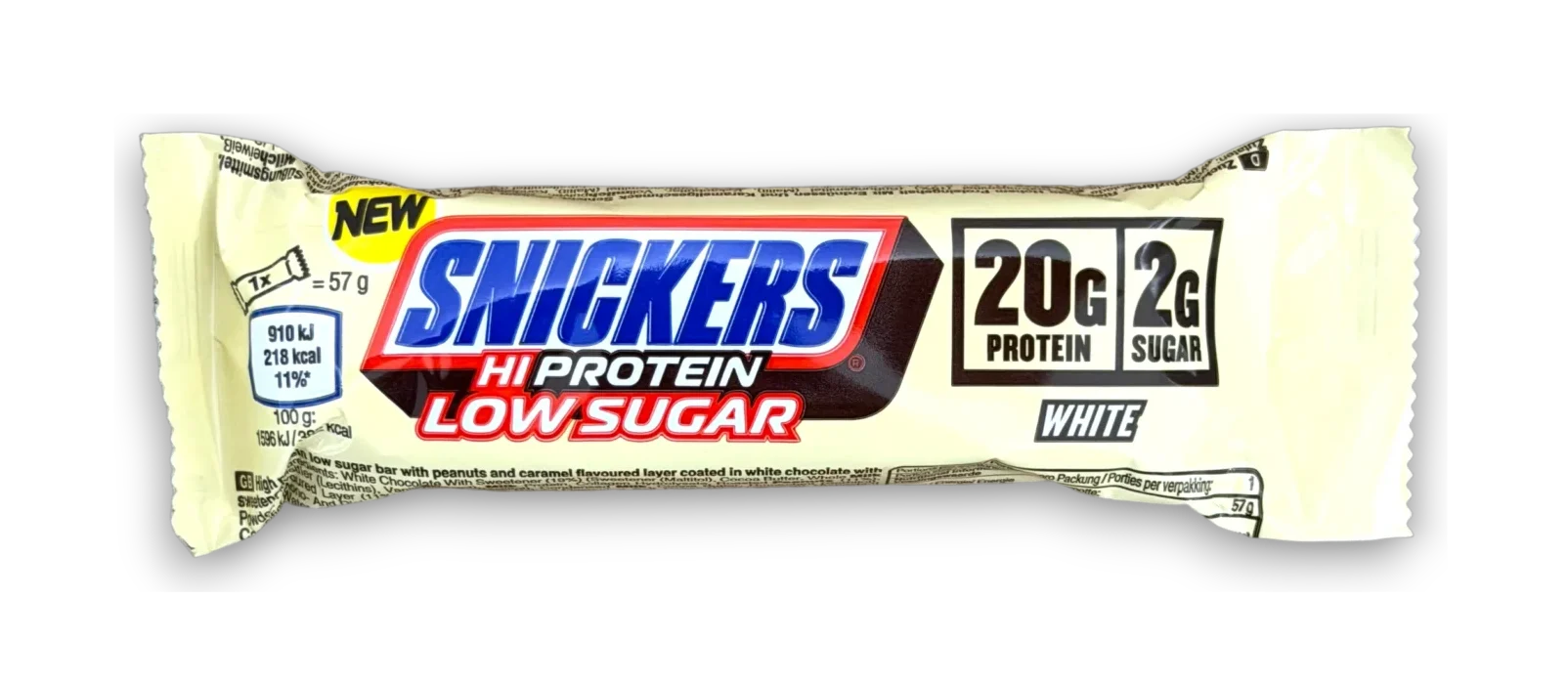 Barre protéinée Snickers Hi Protein Low Sugar White chocolat blanc faible en sucre