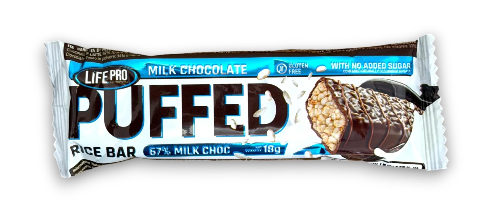 Barre LifePro Puffed Rice chocolat au lait sans gluten et sans sucres ajoutés