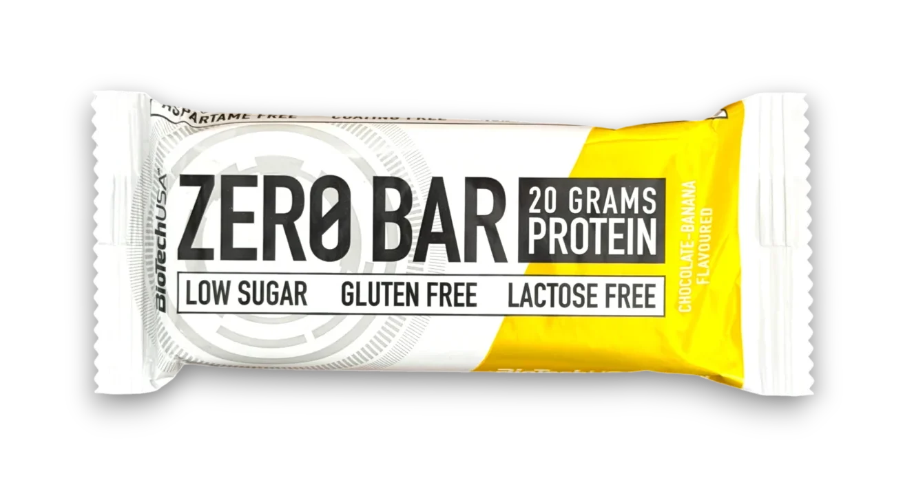 Barre protéinée BioTechUSA Zero Bar chocolat banane 20g de protéines faible en sucre sans gluten sans lactose
